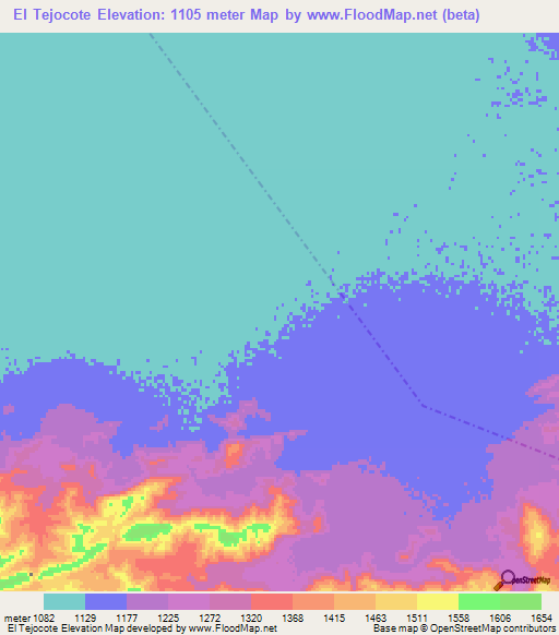 El Tejocote,Mexico Elevation Map