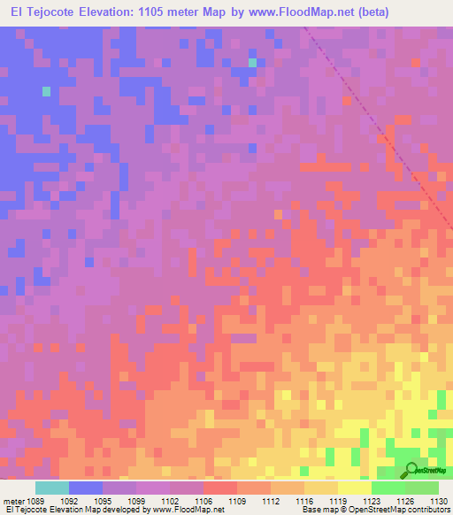 El Tejocote,Mexico Elevation Map