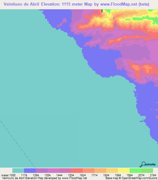 Veintiuno de Abril,Mexico Elevation Map