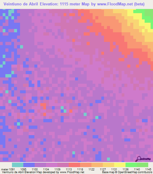 Veintiuno de Abril,Mexico Elevation Map