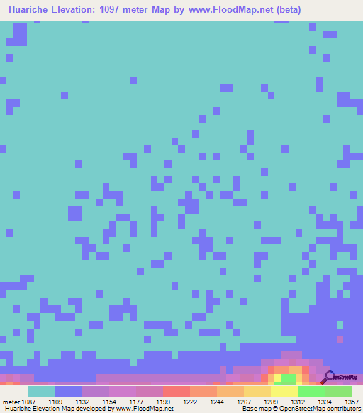 Huariche,Mexico Elevation Map