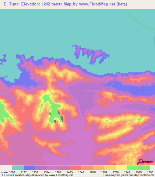 El Tunal,Mexico Elevation Map