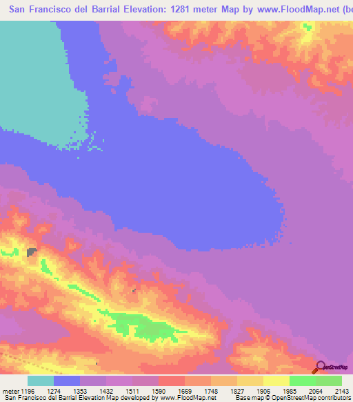 San Francisco del Barrial,Mexico Elevation Map