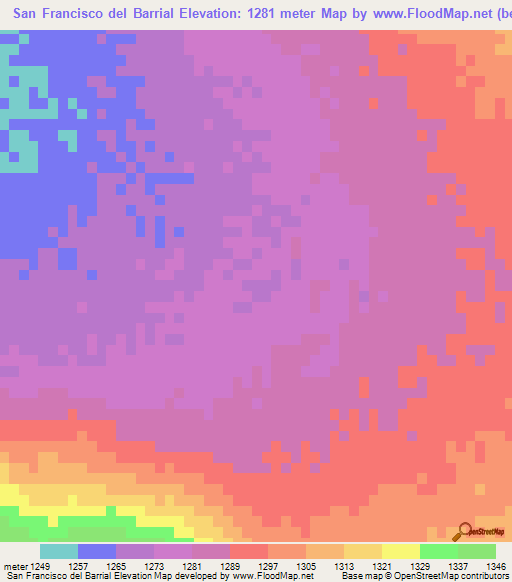 San Francisco del Barrial,Mexico Elevation Map