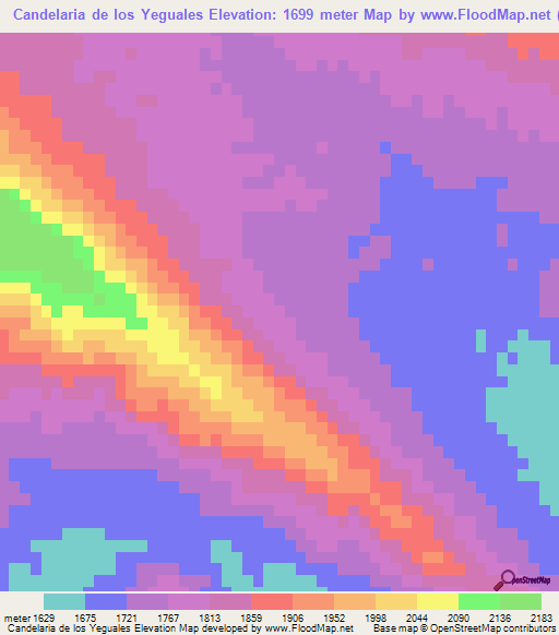 Candelaria de los Yeguales,Mexico Elevation Map