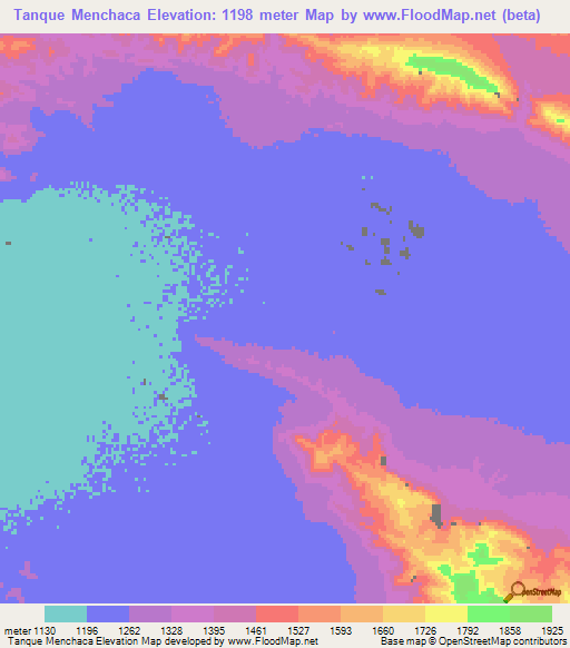 Tanque Menchaca,Mexico Elevation Map