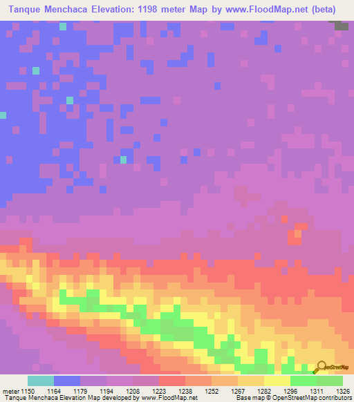 Tanque Menchaca,Mexico Elevation Map