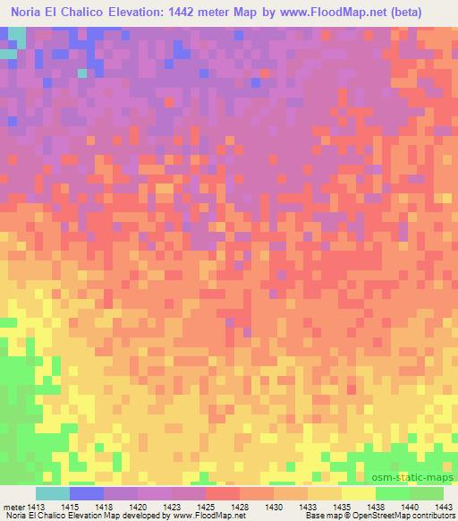 Noria El Chalico,Mexico Elevation Map