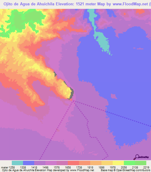 Ojito de Agua de Ahuichila,Mexico Elevation Map