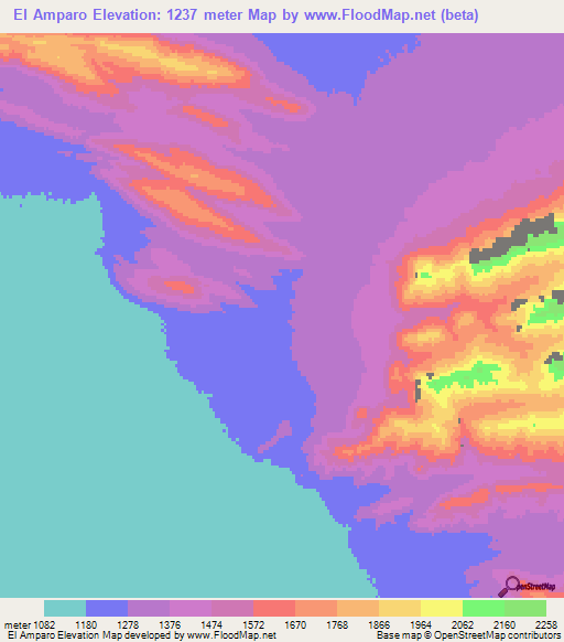 El Amparo,Mexico Elevation Map