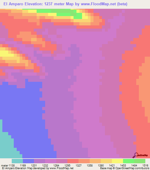 El Amparo,Mexico Elevation Map