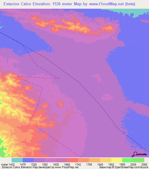 Estacion Calvo,Mexico Elevation Map