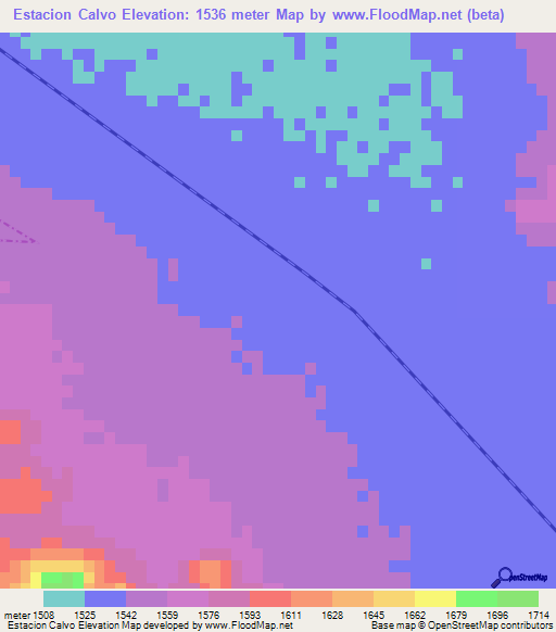 Estacion Calvo,Mexico Elevation Map