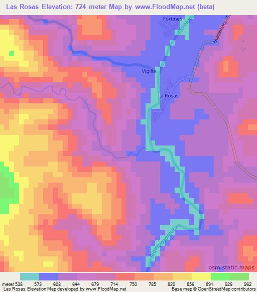 Las Rosas,Mexico Elevation Map