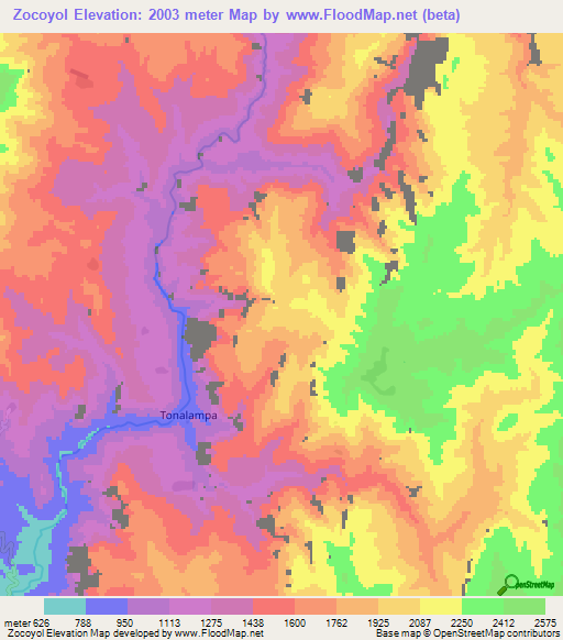 Zocoyol,Mexico Elevation Map