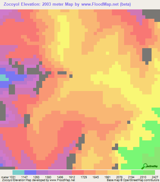 Zocoyol,Mexico Elevation Map