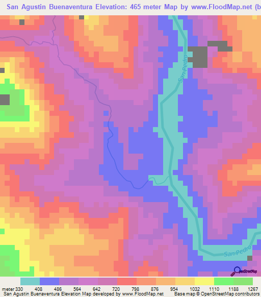 San Agustin Buenaventura,Mexico Elevation Map