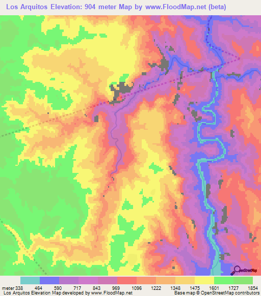 Los Arquitos,Mexico Elevation Map