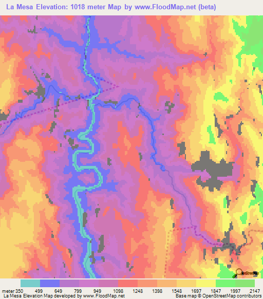 La Mesa,Mexico Elevation Map