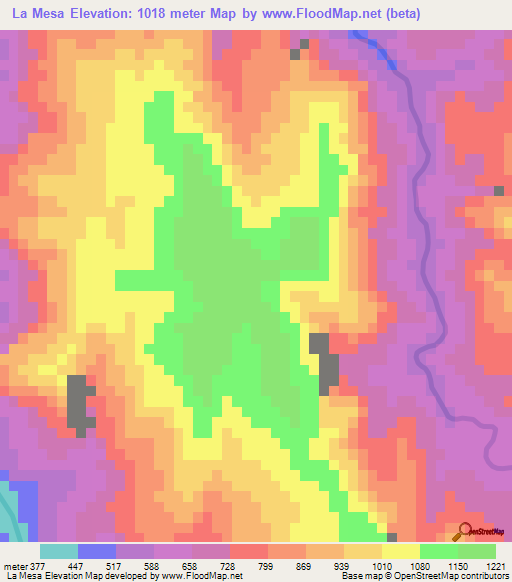 La Mesa,Mexico Elevation Map