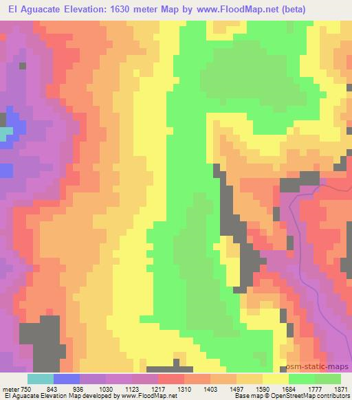 El Aguacate,Mexico Elevation Map