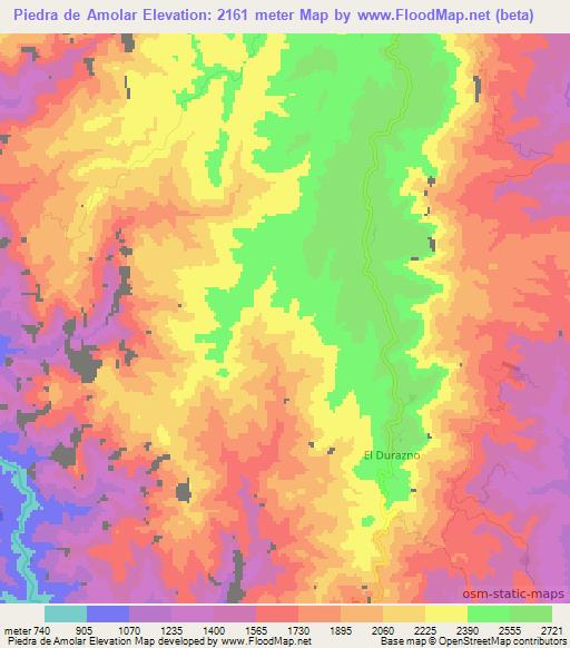 Piedra de Amolar,Mexico Elevation Map