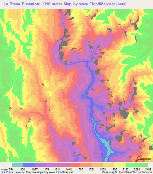 La Presa,Mexico Elevation Map