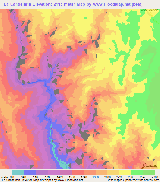 La Candelaria,Mexico Elevation Map