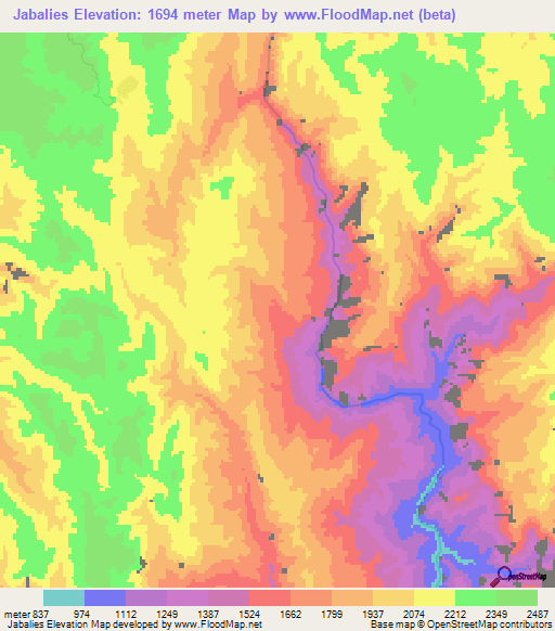 Jabalies,Mexico Elevation Map