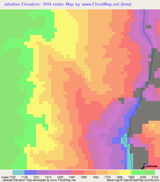 Jabalies,Mexico Elevation Map