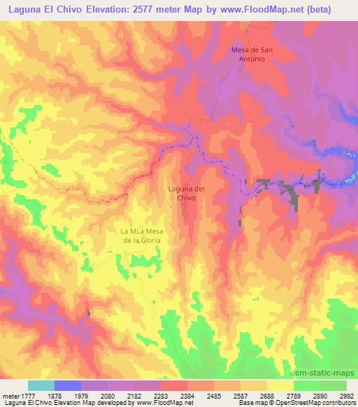 Laguna El Chivo,Mexico Elevation Map