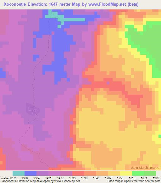 Xoconostle,Mexico Elevation Map