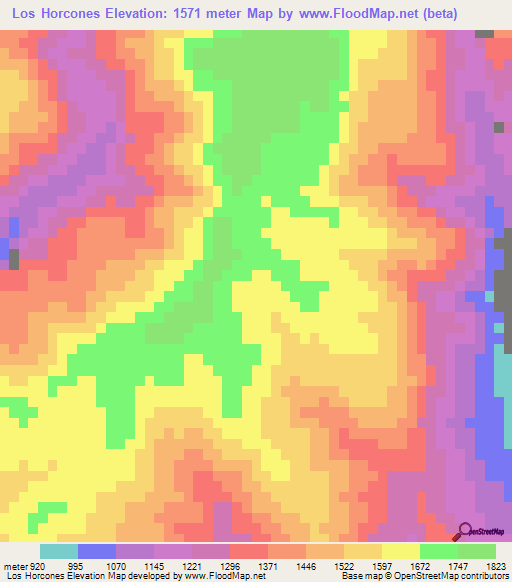 Los Horcones,Mexico Elevation Map