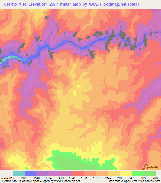 Cerrito Alto,Mexico Elevation Map