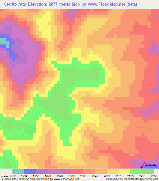 Cerrito Alto,Mexico Elevation Map