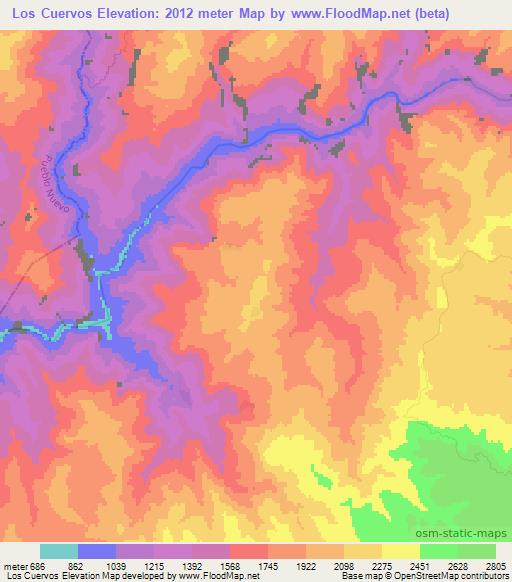 Los Cuervos,Mexico Elevation Map