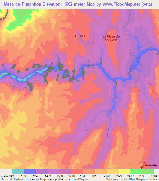 Mesa de Platanitos,Mexico Elevation Map