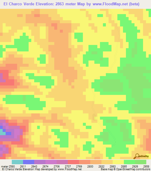 El Charco Verde,Mexico Elevation Map