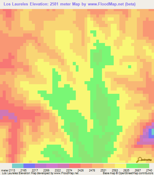 Los Laureles,Mexico Elevation Map