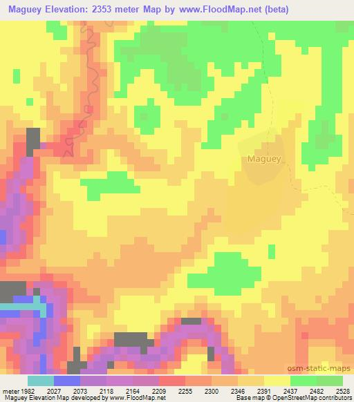 Maguey,Mexico Elevation Map