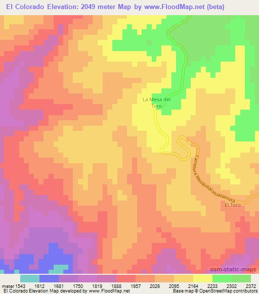 El Colorado,Mexico Elevation Map