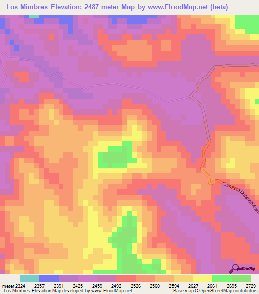 Los Mimbres,Mexico Elevation Map