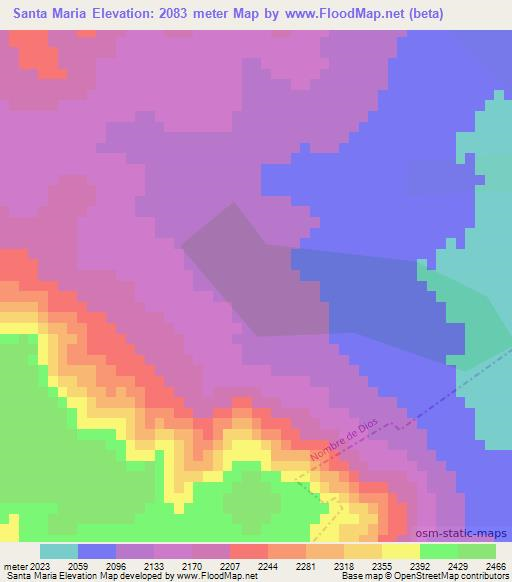 Santa Maria,Mexico Elevation Map