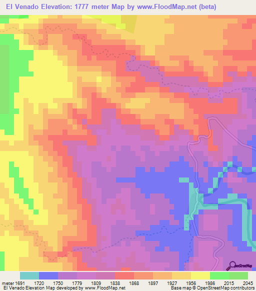 El Venado,Mexico Elevation Map