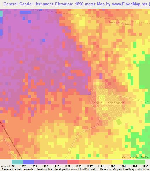 General Gabriel Hernandez,Mexico Elevation Map