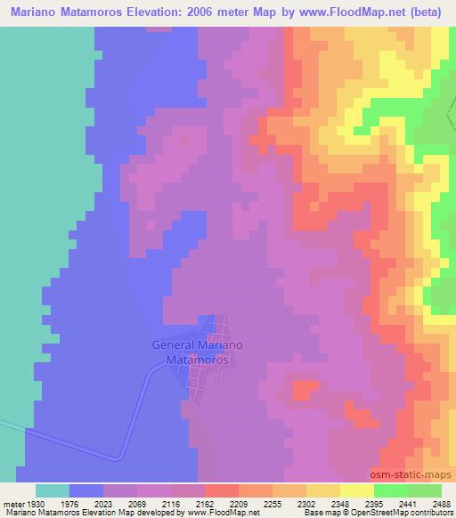 Mariano Matamoros,Mexico Elevation Map