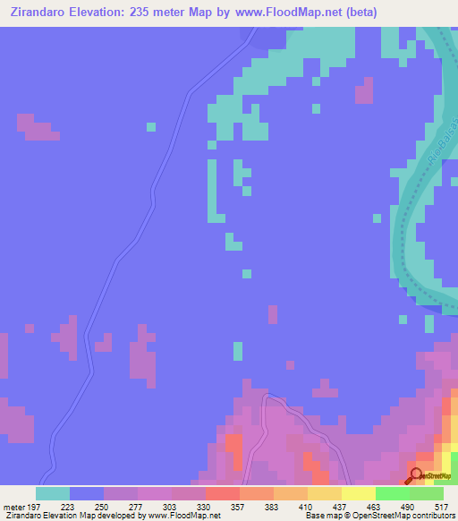 Zirandaro,Mexico Elevation Map