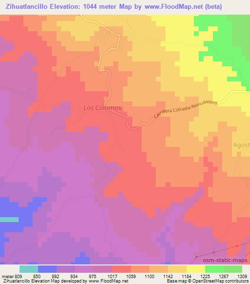 Zihuatlancillo,Mexico Elevation Map