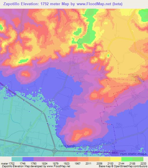 Zapotillo,Mexico Elevation Map