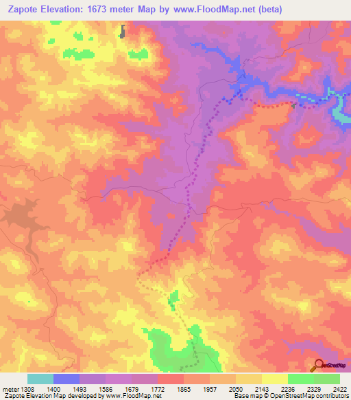 Zapote,Mexico Elevation Map